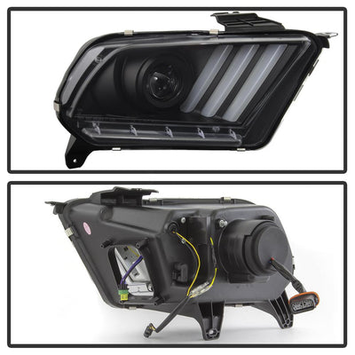 Sequential Turn Signal Black Projector Headlights <br>13-14 Ford Mustang