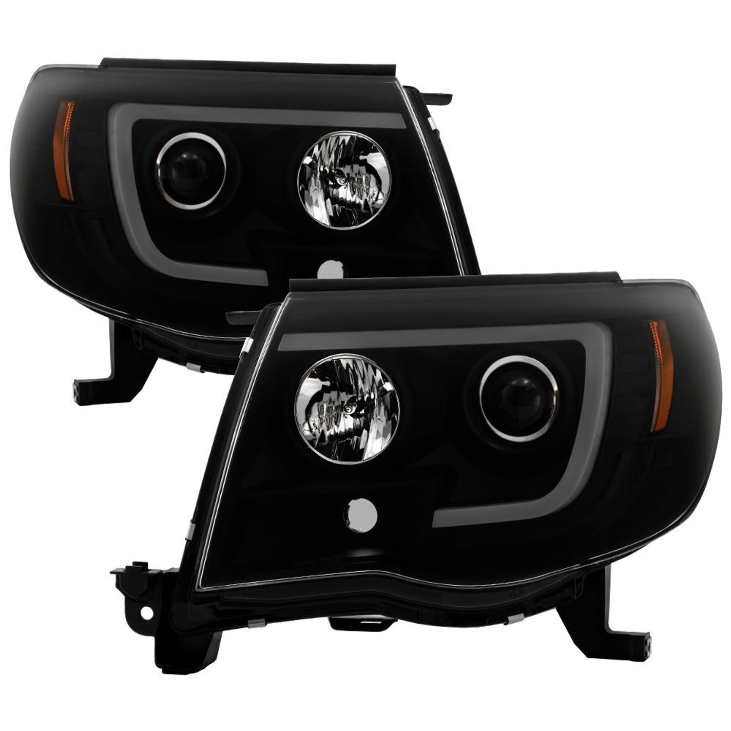 Version 2 Black Smoke Light Bar DRL Projector Headlights <br>05-11 Toyota Tacoma