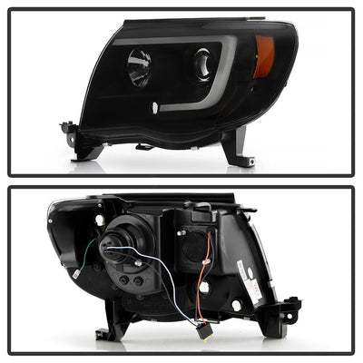 Version 2 Black Smoke Light Bar DRL Projector Headlights <br>05-11 Toyota Tacoma