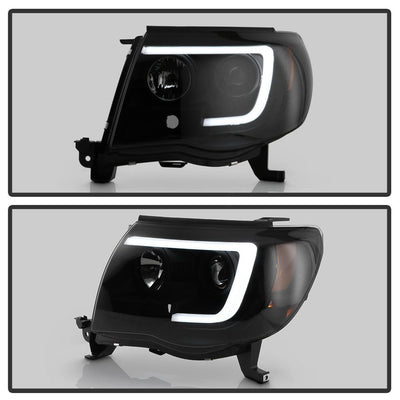 Version 2 Black Smoke Light Bar DRL Projector Headlights <br>05-11 Toyota Tacoma