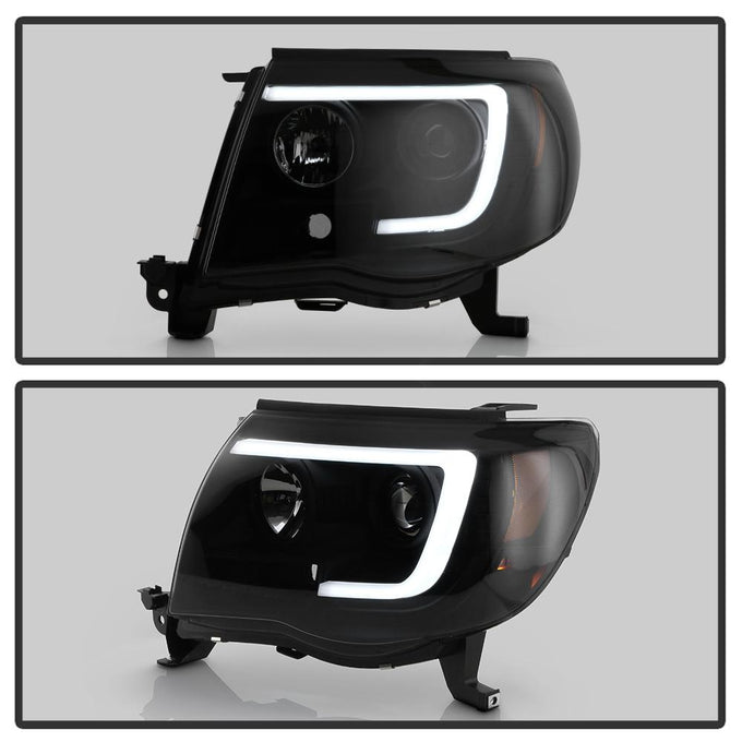 Version 2 Black Smoke Light Bar DRL Projector Headlights <br>05-11 Toyota Tacoma