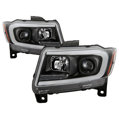 Black Light Bar Projector Headlights <br>11-13 Jeep Grand Cherokee
