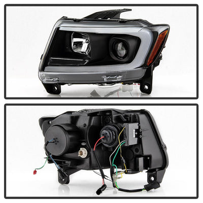 Black Light Bar Projector Headlights <br>11-13 Jeep Grand Cherokee