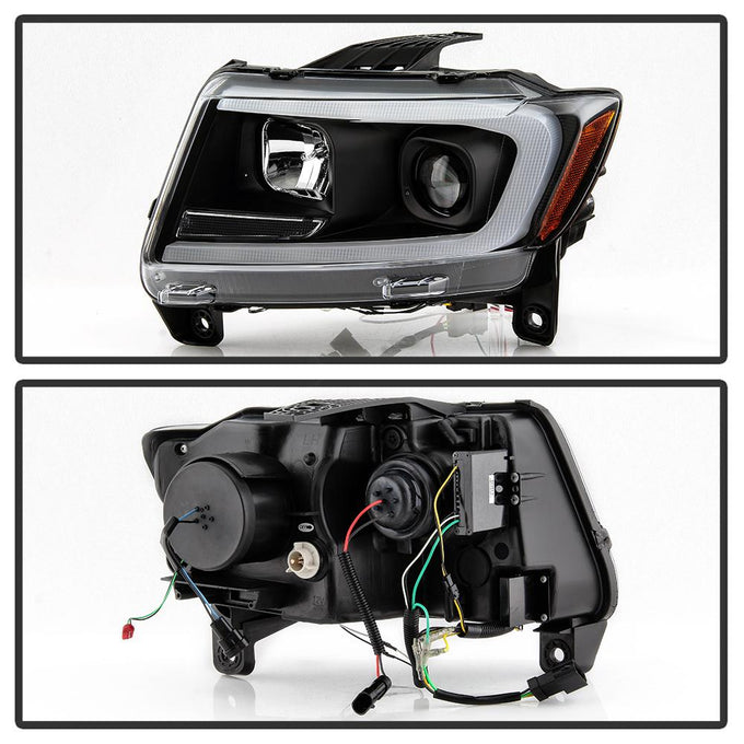 Black Light Bar Projector Headlights <br>11-13 Jeep Grand Cherokee