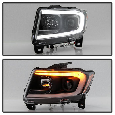 Black Light Bar Projector Headlights <br>11-13 Jeep Grand Cherokee