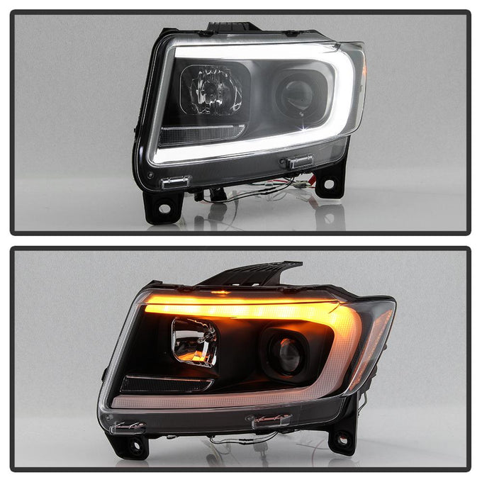 Black Light Bar Projector Headlights <br>11-13 Jeep Grand Cherokee