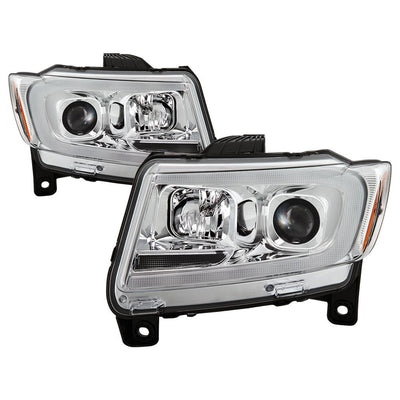 Chrome Light Bar Projector Headlights <br>11-13 Jeep Grand Cherokee