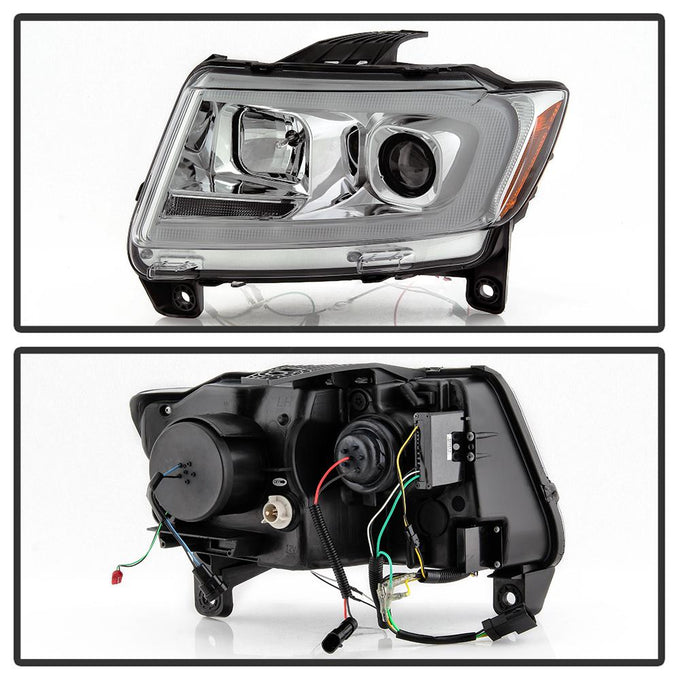 Chrome Light Bar Projector Headlights <br>11-13 Jeep Grand Cherokee