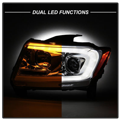 Chrome Light Bar Projector Headlights <br>11-13 Jeep Grand Cherokee