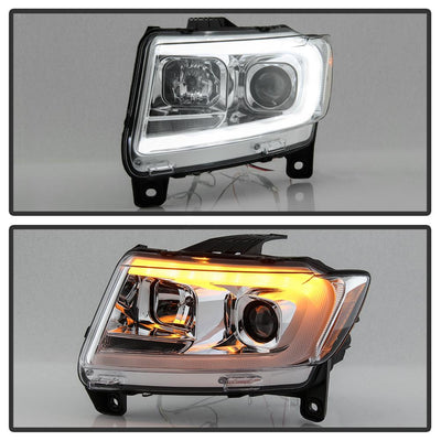 Chrome Light Bar Projector Headlights <br>11-13 Jeep Grand Cherokee
