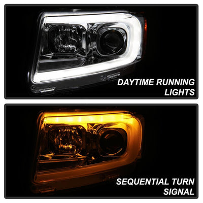 Chrome Light Bar Projector Headlights <br>11-13 Jeep Grand Cherokee