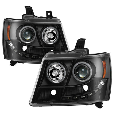LED Halo Black Projector Headlights <br>07-14 Chevy Avalanche Suburban 1500 2500