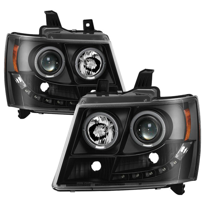 LED Halo Black Projector Headlights <br>07-14 Chevy Avalanche Suburban 1500 2500