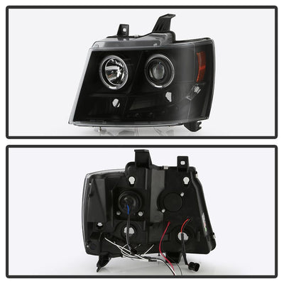 LED Halo Black Projector Headlights <br>07-14 Chevy Avalanche Suburban 1500 2500