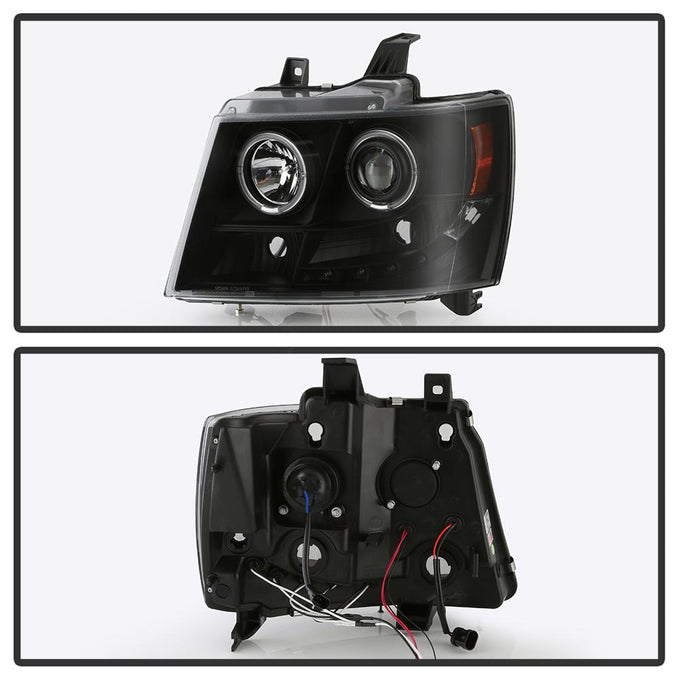 LED Halo Black Projector Headlights <br>07-14 Chevy Avalanche Suburban 1500 2500