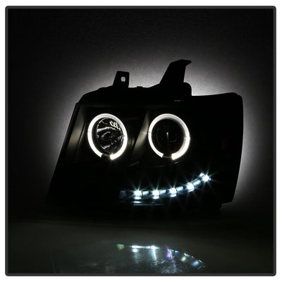 LED Halo Black Projector Headlights <br>07-14 Chevy Avalanche Suburban 1500 2500