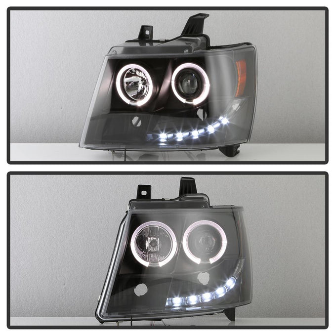 LED Halo Black Projector Headlights <br>07-14 Chevy Avalanche Suburban 1500 2500