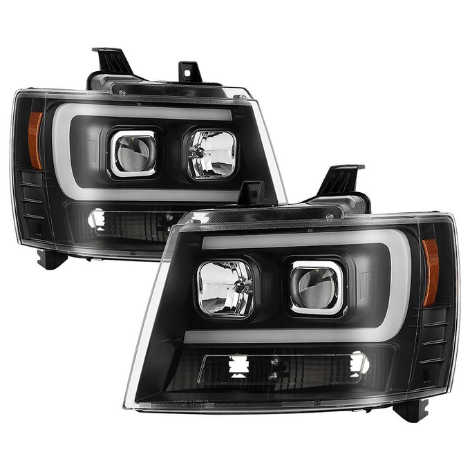 Version 2 Black Light Bar DRL Projector Headlights <br>07-14 Chevy Avalanche Suburban 1500 2500