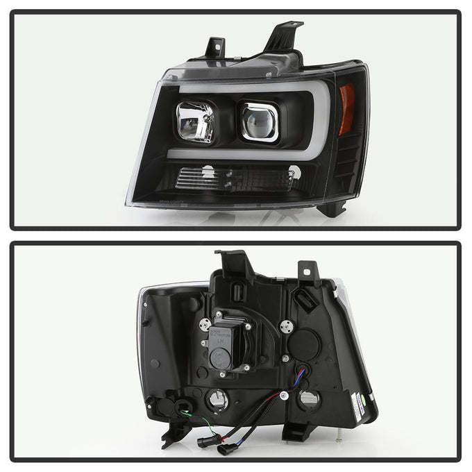 Version 2 Black Light Bar DRL Projector Headlights <br>07-14 Chevy Avalanche Suburban 1500 2500
