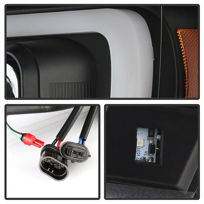 Version 2 Black Light Bar DRL Projector Headlights <br>07-14 Chevy Avalanche Suburban 1500 2500