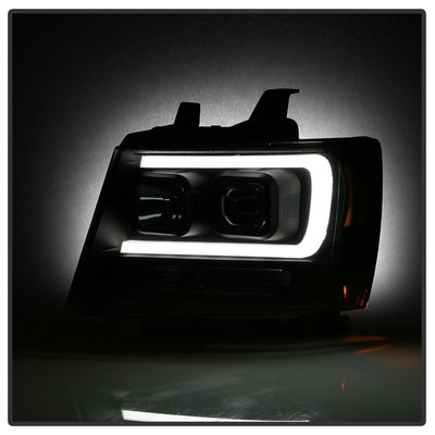 Version 2 Black Light Bar DRL Projector Headlights <br>07-14 Chevy Avalanche Suburban 1500 2500