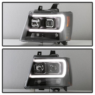 Version 2 Black Light Bar DRL Projector Headlights <br>07-14 Chevy Avalanche Suburban 1500 2500