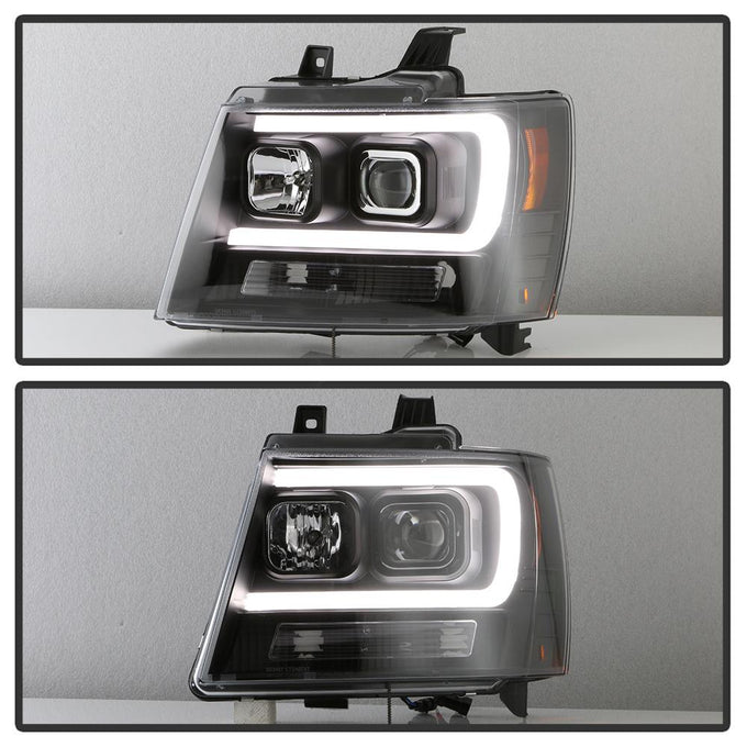 Version 2 Black Light Bar DRL Projector Headlights <br>07-14 Chevy Avalanche Suburban 1500 2500