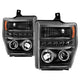 LED Halo Black Projector Headlights <br>08-10 Ford F-250 F-350 F-450 Super Duty