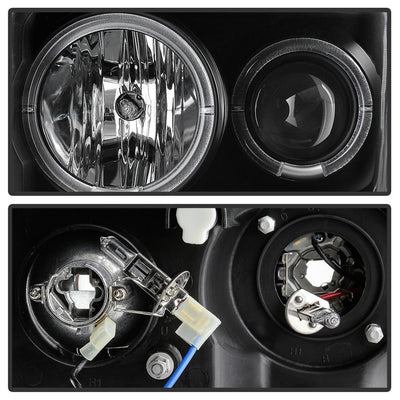 LED Halo Black Projector Headlights <br>08-10 Ford F-250 F-350 F-450 Super Duty