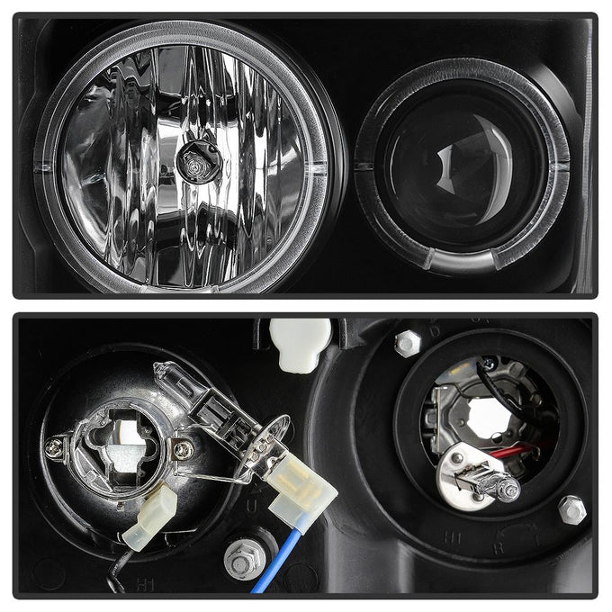 LED Halo Black Projector Headlights <br>08-10 Ford F-250 F-350 F-450 Super Duty