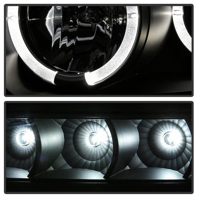 LED Halo Black Projector Headlights <br>08-10 Ford F-250 F-350 F-450 Super Duty