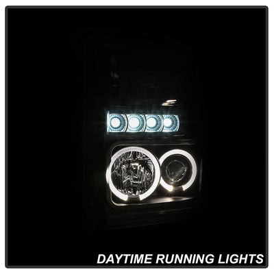 LED Halo Black Projector Headlights <br>08-10 Ford F-250 F-350 F-450 Super Duty