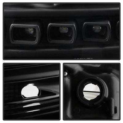 LED Halo Black Projector Headlights <br>11-16 Ford F-250 F-350 F-450 Super Duty
