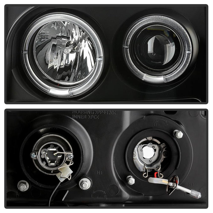 LED Halo Black Projector Headlights <br>07-13 GMC Sierra 1500 Sierra 2500 HD Sierra 3500 HD
