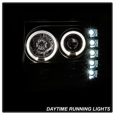 LED Halo Black Projector Headlights <br>07-13 GMC Sierra 1500 Sierra 2500 HD Sierra 3500 HD