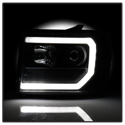 Version 2 Black Light Bar DRL LED Projector Headlights <br>07-13 GMC Sierra 1500 Sierra 2500 HD Sierra 3500 HD