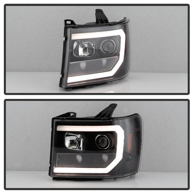 Version 2 Black Light Bar DRL LED Projector Headlights <br>07-13 GMC Sierra 1500 Sierra 2500 HD Sierra 3500 HD