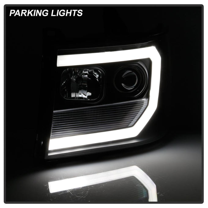 Version 2 Black Light Bar DRL LED Projector Headlights <br>07-13 GMC Sierra 1500 Sierra 2500 HD Sierra 3500 HD