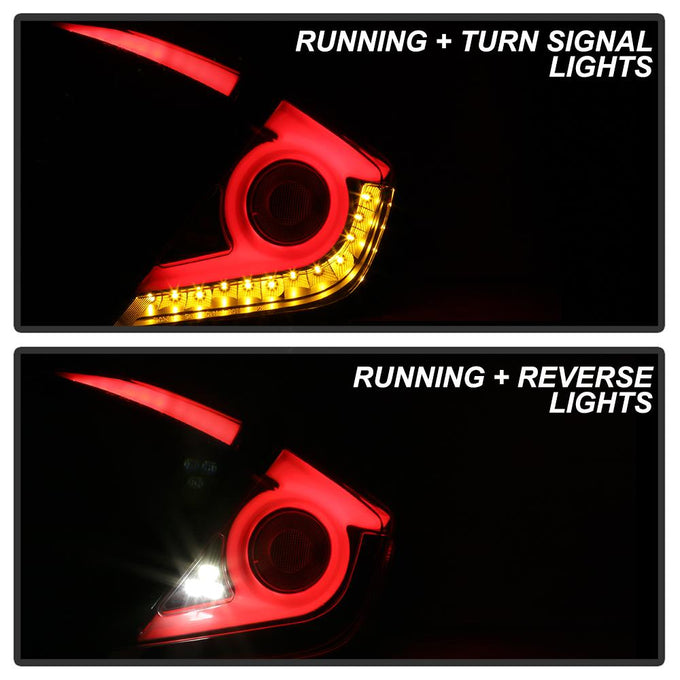 Black LED Tail Lights <br>16-19 Honda Civic