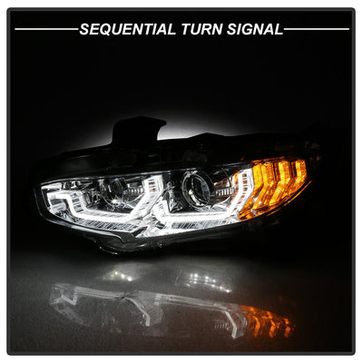 Chrome Projector Headlight W/ LED Sequential Turn Signal Lights <br>16-20 Honda Civic