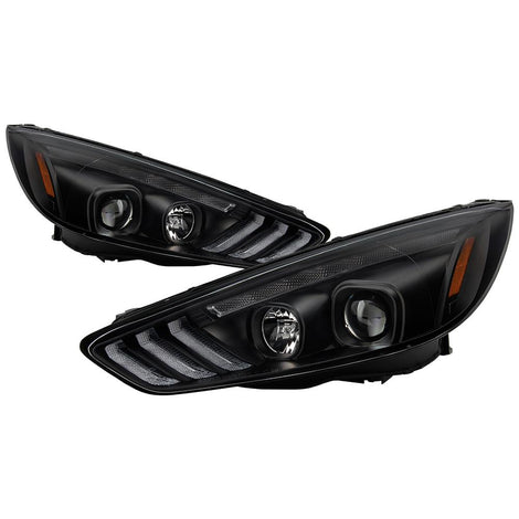 Sequential Turn Signal Light Bar Black Projector Headlights <br>15-18 Ford Focus