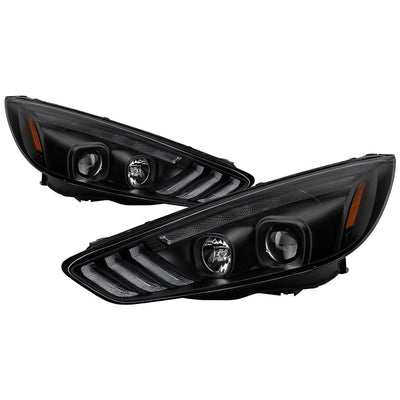Sequential Turn Signal Light Bar Black Projector Headlights <br>15-18 Ford Focus