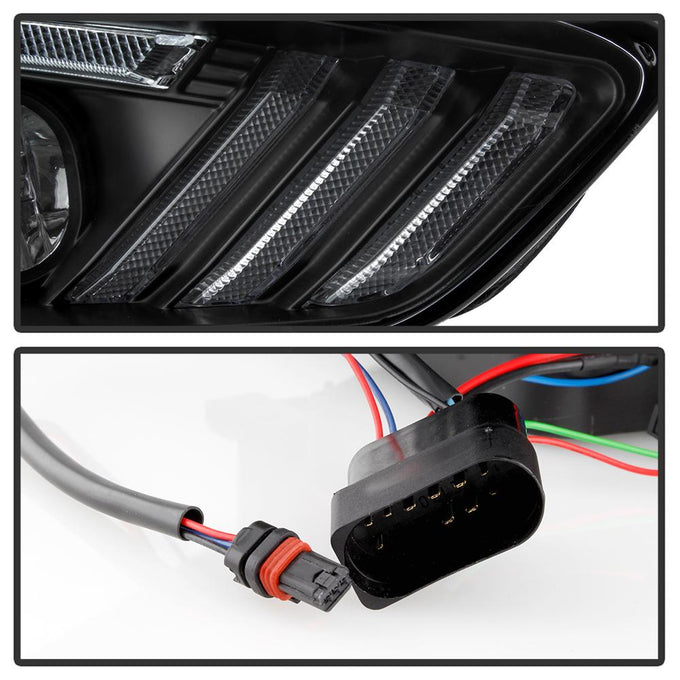 Sequential Turn Signal Light Bar Black Projector Headlights <br>15-18 Ford Focus