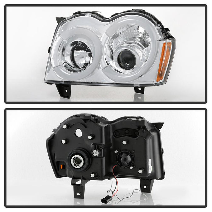 Chrome Light Bar Projector Headlights <br>05-07 Jeep Grand Cherokee