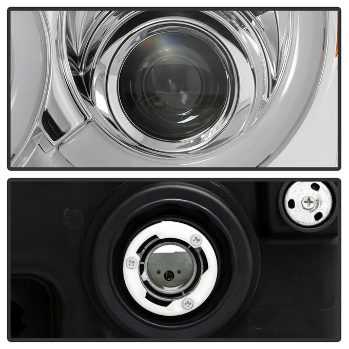 Chrome Light Bar Projector Headlights <br>05-07 Jeep Grand Cherokee