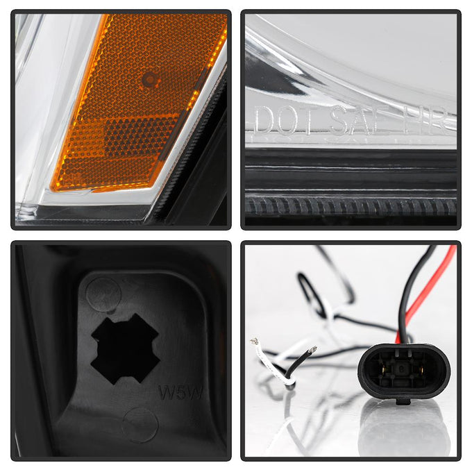 Chrome Light Bar Projector Headlights <br>05-07 Jeep Grand Cherokee