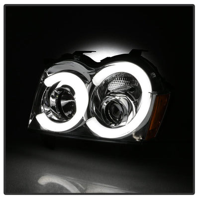 Chrome Light Bar Projector Headlights <br>05-07 Jeep Grand Cherokee