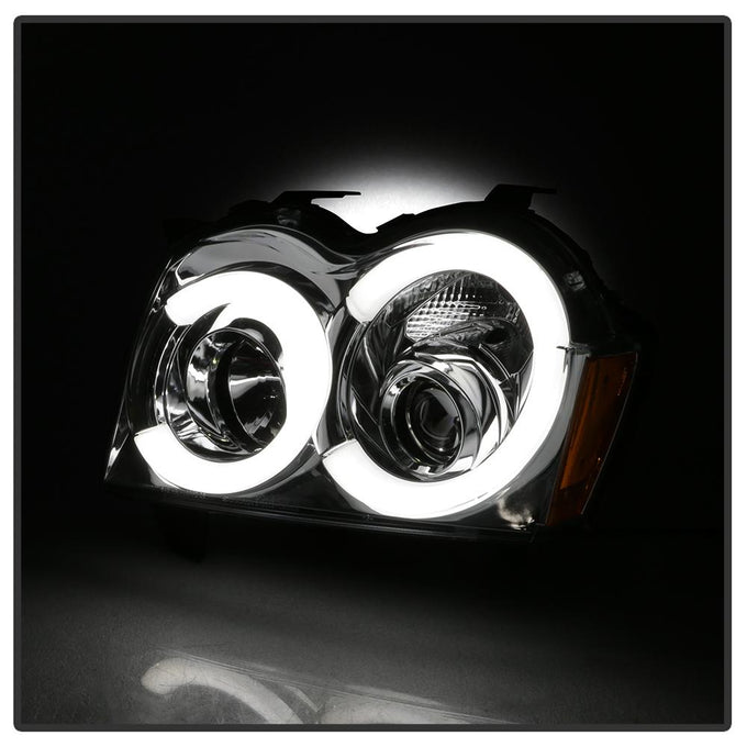 Chrome Light Bar Projector Headlights <br>05-07 Jeep Grand Cherokee