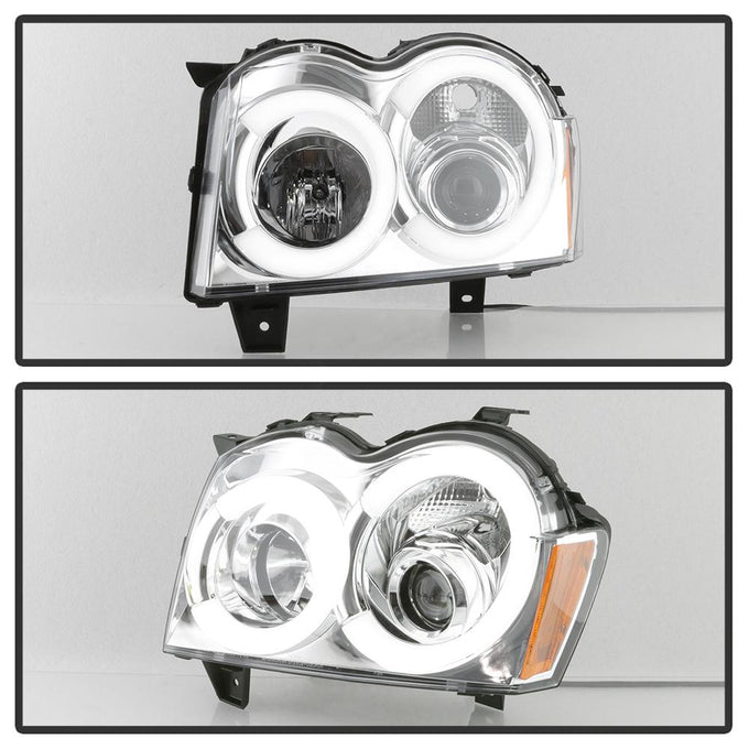 Chrome Light Bar Projector Headlights <br>05-07 Jeep Grand Cherokee