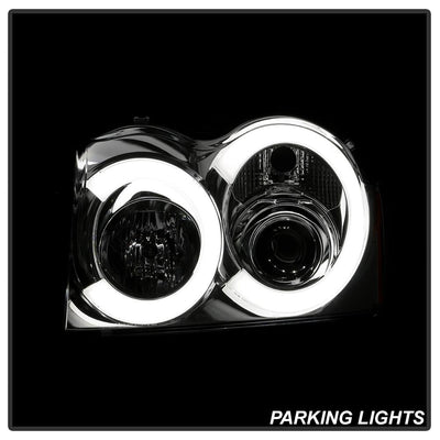 Chrome Light Bar Projector Headlights <br>05-07 Jeep Grand Cherokee